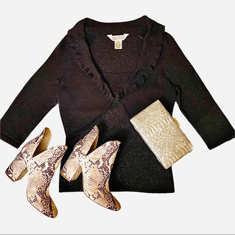 John Paul Richard Silk Blend Shimmer Ruffle Top